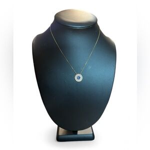 Vintage Sterling Silver Sapphire CZ Evil Eye Gold Vermeil Necklace Marked Tested